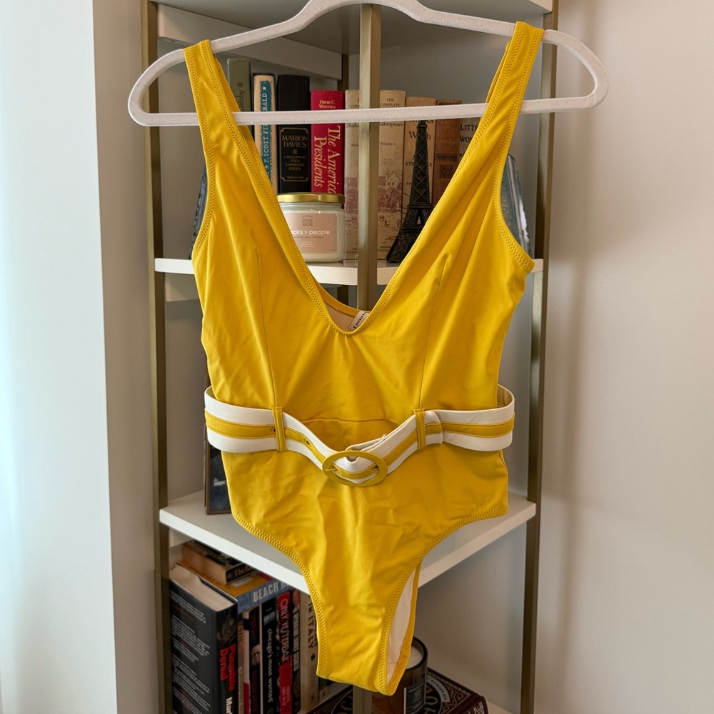 SOLID & STRIPED Yellow Swimsuit with Belt